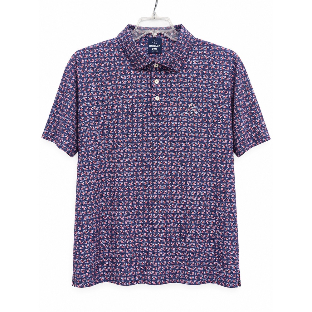 Rhoback Mens XXL Performance Polo Purple Boombox Roller Skate Retro Golf Shirt